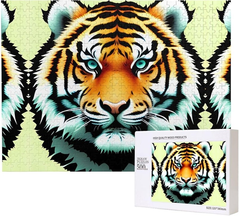 Phayah Little Fat Tiger 500 قطعة لغز للأطفال الديكور المنزلي 20.4 × 15 بوصة - Image 1